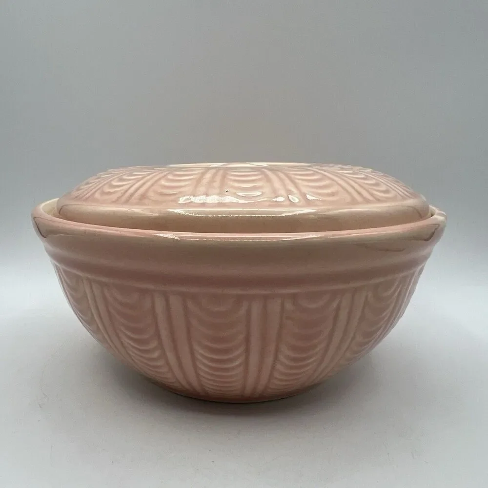 Vintage Hull Pottery Pink Quilted Bakeware Covered Casserole Dish Lid 8
